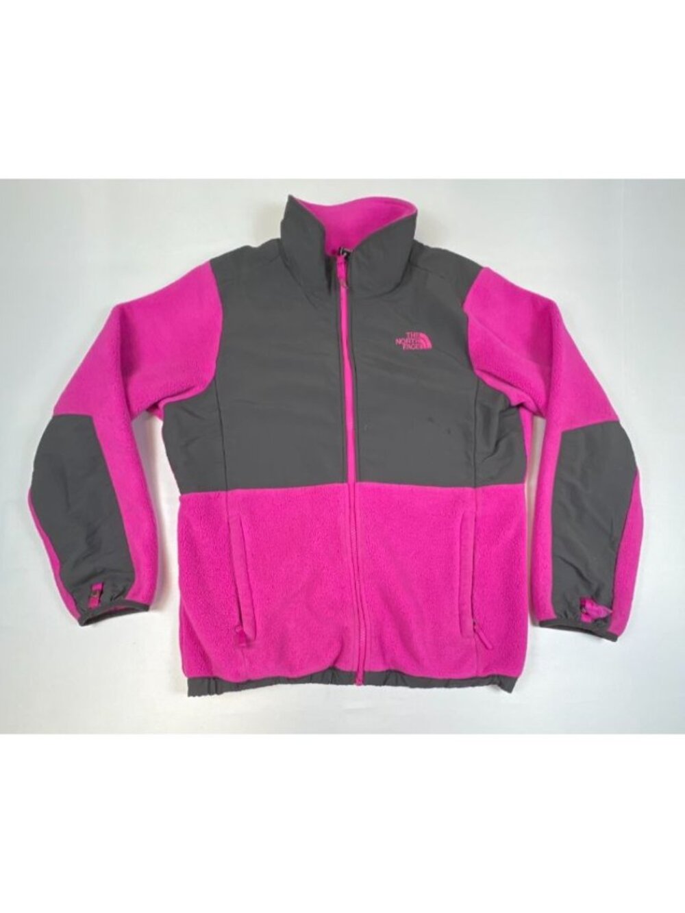 Girls The North Face Full Zip Fleece Jacket Pink Gray Size XL (18)
